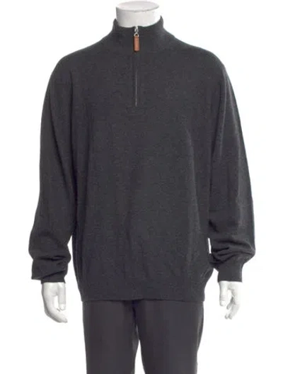 Pre-owned Neiman Marcus Merino Wool Mock Neck Pullover W/ Tags In Gray