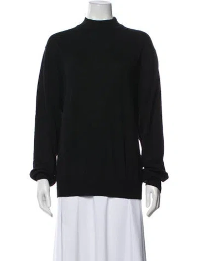 Pre-owned Neiman Marcus Merino Wool Mock Neck Sweater W/ Tags In Black