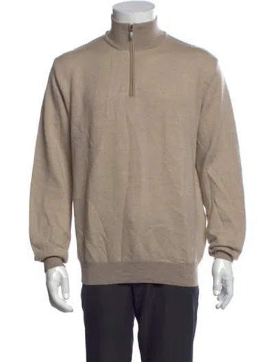 Pre-owned Neiman Marcus Merino Wool Patterned Pullover In Neutrals