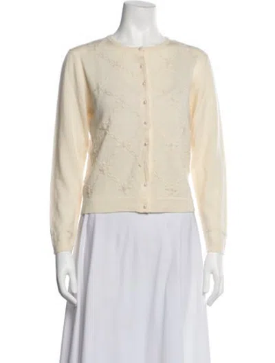 Pre-owned Neiman Marcus Merino Wool Patterned Sweater In Neutrals