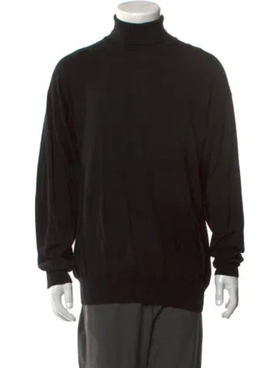 Pre-owned Neiman Marcus Merino Wool Turtleneck Pullover In Black