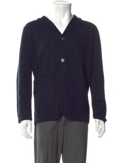 Pre-owned Neiman Marcus Merino Wool V-neck Cardigan W/ Tags In Blue