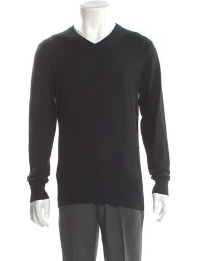Pre-owned Neiman Marcus Merino Wool V-neck Pullover In Gray