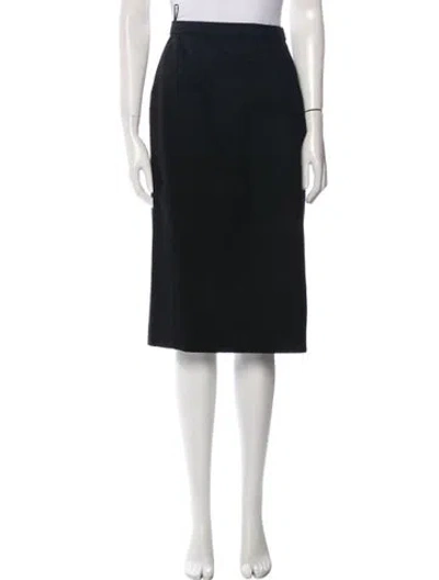 Pre-owned Neiman Marcus Mesh Accents Knee-length Skirt In Black