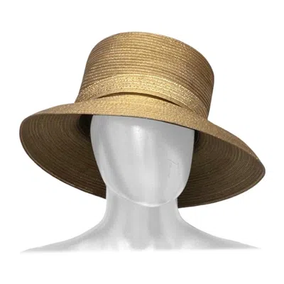 Pre-owned Neiman Marcus Metallic Gold Straw Modernist Hat By Frank Olive For