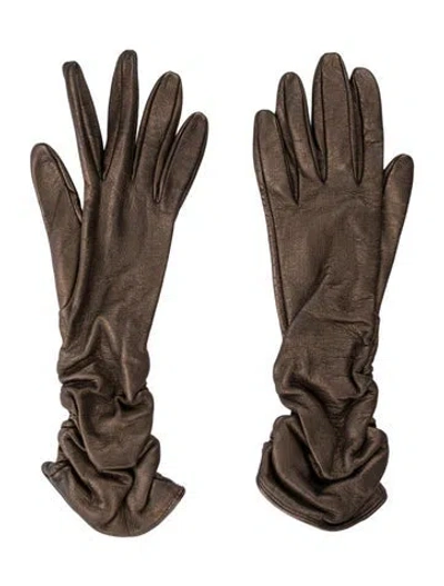 Pre-owned Neiman Marcus Metallic Mid-sleeve Glove In Brown/metallic