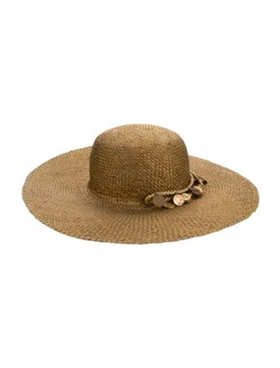 Pre-owned Neiman Marcus Metallic Sun Hat In Gold