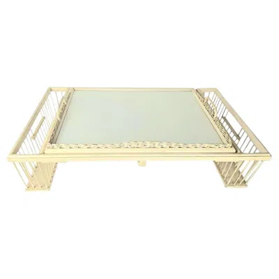 Pre-owned Neiman Marcus Mid Century Adjustable Wicker Bed Breakfast Tray In Sand