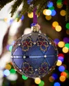Neiman Marcus Midnight Frost Glass Ornament In Blue