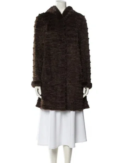 Pre-owned Neiman Marcus Mink Faux Fur Coat In Brown