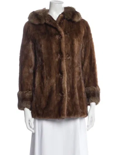Pre-owned Neiman Marcus Mink Faux Fur Jacket In Brown