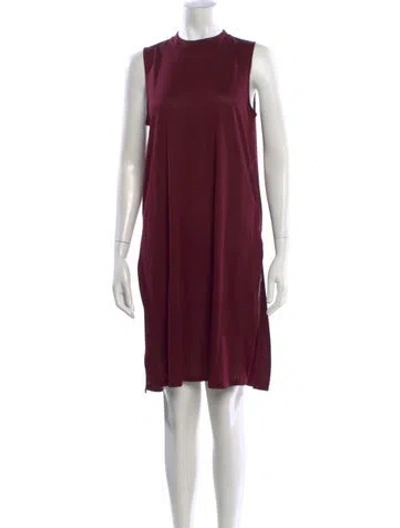 Pre-owned Neiman Marcus Mock Neck Knee-length Dress In Burgundy