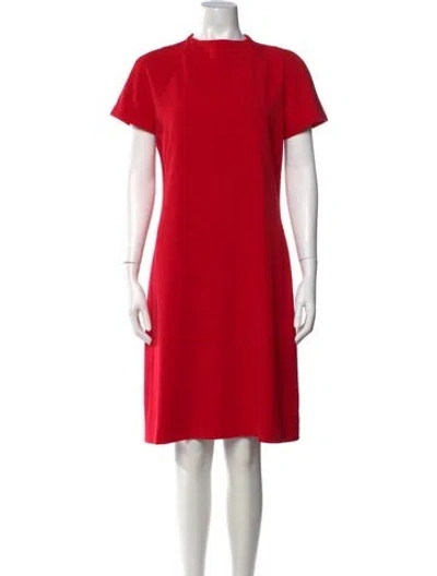 Pre-owned Neiman Marcus Mock Neck Knee-length Dress In Red
