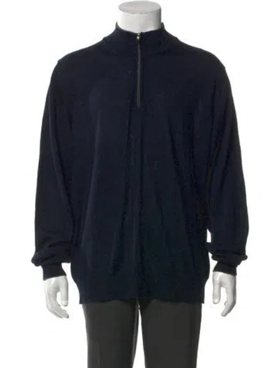 Pre-owned Neiman Marcus Mock Neck Long Sleeve Cardigan In Black