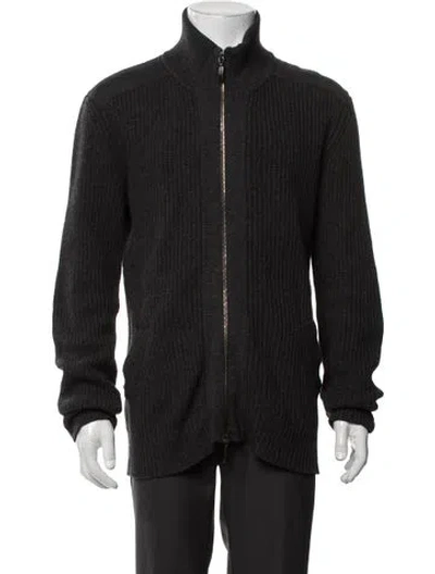 Pre-owned Neiman Marcus Mock Neck Long Sleeve Cardigan In Grey