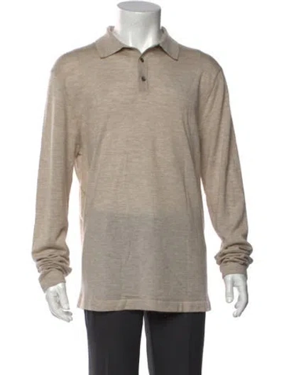 Pre-owned Neiman Marcus Mock Neck Long Sleeve Polo Sweater In Neutral