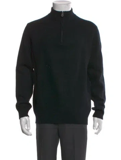 Pre-owned Neiman Marcus Mock Neck Long Sleeve Pullover In Black