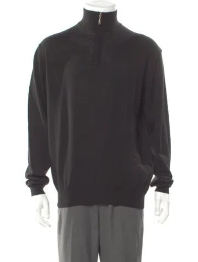 Pre-owned Neiman Marcus Mock Neck Long Sleeve Pullover In Gray