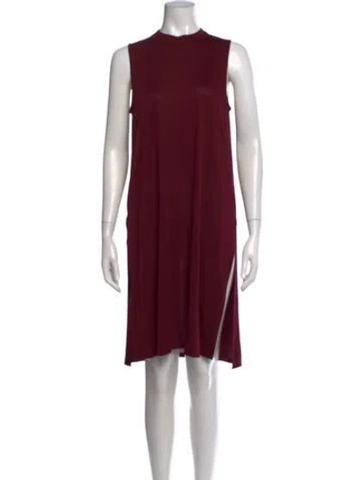 Pre-owned Neiman Marcus Mock Neck Midi Length Dress In Red