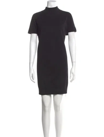 Pre-owned Neiman Marcus Mock Neck Mini Dress In Black