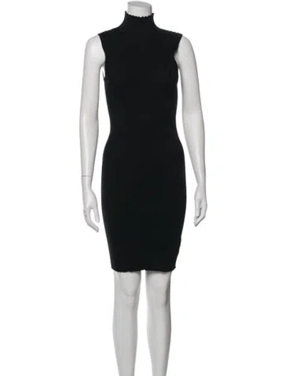 Pre-owned Neiman Marcus Mock Neck Mini Dress In Black