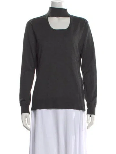 Pre-owned Neiman Marcus Mock Neck Sweater In Gray