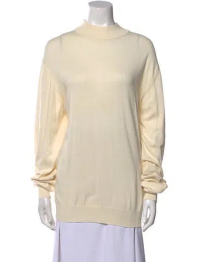 Pre-owned Neiman Marcus Mock Neck Sweater In Neutral