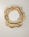 Neiman Marcus Modern Floral Wall Mirror In Shiny Brass