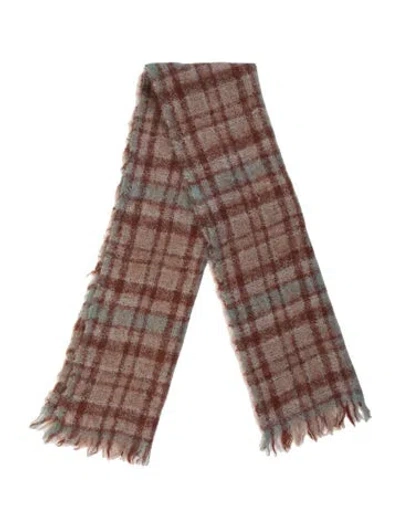 Pre-owned Neiman Marcus Mohair Plaid Print Scarf In Neutrals