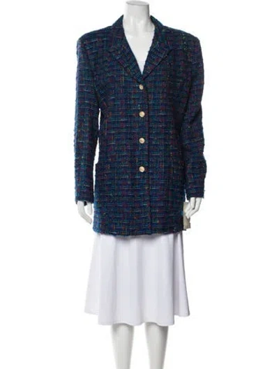 Pre-owned Neiman Marcus Mohair Tweed Pattern Evening Jacket In Blue