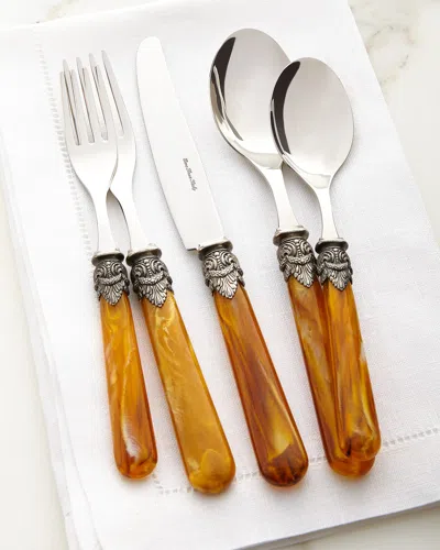 Neiman Marcus Napoleon 20-piece Flatware Set, Amber Marble In Brown
