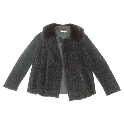 Pre-owned Neiman Marcus Neiman-marcus- Luxurious Mink Collar Sheared Black Broadtail Jacket C 1960s
