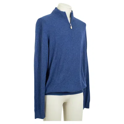 Pre-owned Neiman Marcus New Men's  French Blue Cashmere Half-zip Sweater, Tags – Xxl, 2019
