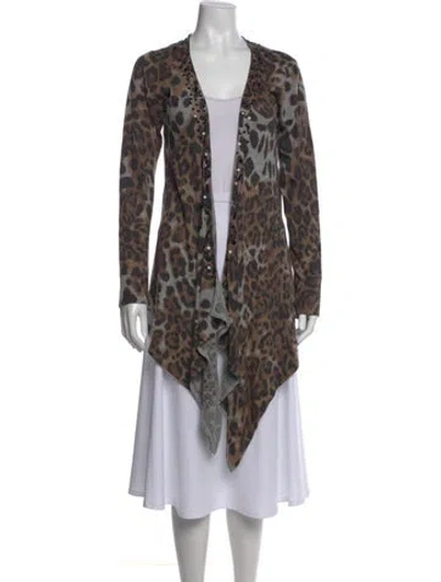 Pre-owned Neiman Marcus Nylon Animal Print Sweater In Brown