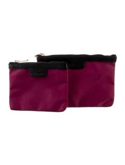 Pre-owned Neiman Marcus Nylon Cosmetic Bag In Purple