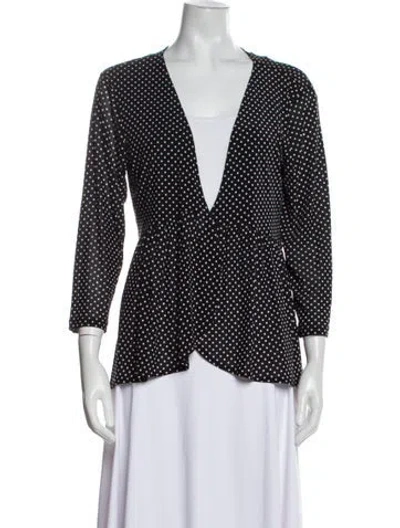 Pre-owned Neiman Marcus Nylon Polka Dot Print Blouse In Black