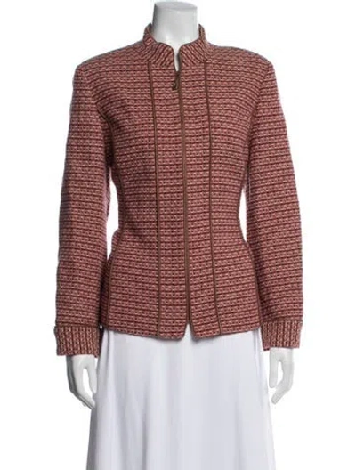 Pre-owned Neiman Marcus Nylon Tweed Pattern Jacket In Red