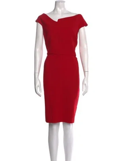 Pre-owned Neiman Marcus Off-the-shoulder Knee-length Dress In Red