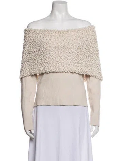 Pre-owned Neiman Marcus Off-the-shoulder Sweater In Neutrals