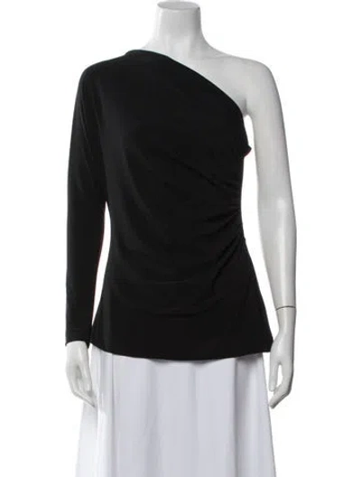 Pre-owned Neiman Marcus One-shoulder Long Sleeve Top In Black