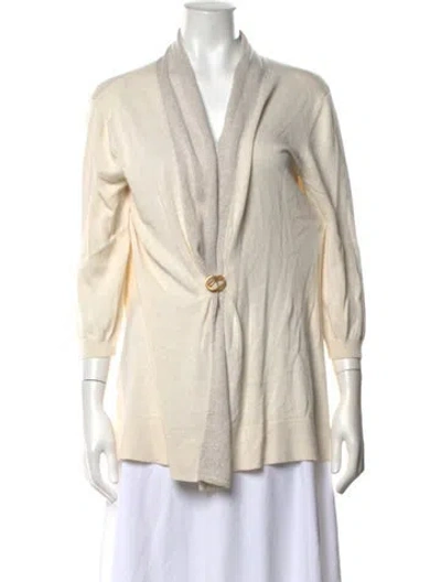 Pre-owned Neiman Marcus Open Front Sweater In Metallic/neutrals