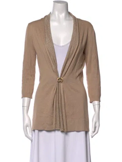 Pre-owned Neiman Marcus Open Front Sweater In Metallic/neutrals