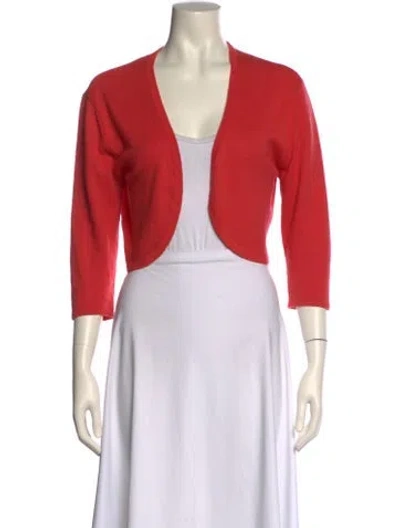 Pre-owned Neiman Marcus Open Front Sweater In Red