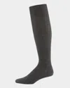 Neiman Marcus Over-the-calf Ribbed Socks In Charcoal