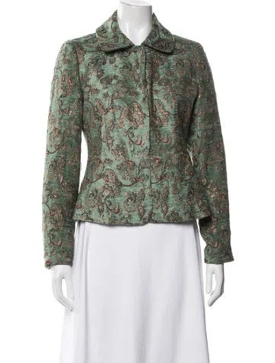 Pre-owned Neiman Marcus Paisley Print Jacket In Green