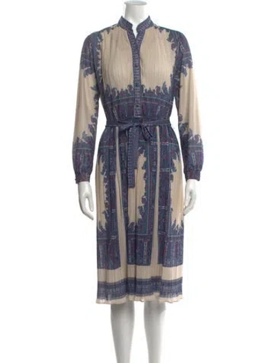 Pre-owned Neiman Marcus Paisley Print Midi Length Dress In Blue