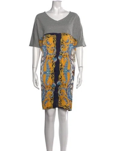 Pre-owned Neiman Marcus Paisley Print Mini Dress In Multicolor
