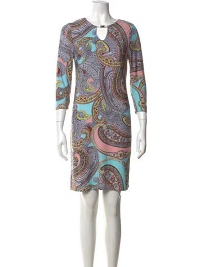 Pre-owned Neiman Marcus Paisley Print Mini Dress In Multicolor