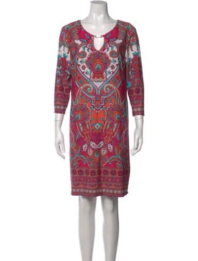 Pre-owned Neiman Marcus Paisley Print Mini Dress W/ Tags In Pink