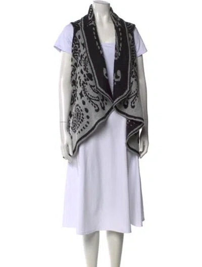 Pre-owned Neiman Marcus Paisley Print Open Front Sweater In Black